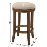New Ridge Home Goods Victoria 26In. Counter-Height Backless Wood Swivel Barstool With Upholstered Seat, Honeysuckle