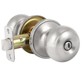 HOSOM Privacy Door Knob with Lock, Interior Door Knobs for Bedroom and Bathroom, Keyless Doorknob with Round Ball, Satin Nickel 