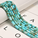 63 Pcs Light Blue Sea Sediment Imperial Jasper 6x10mm Cylinder Tube 3x6mm Rondelle Beads for Jewelry Making Bracelets DIY Crafts