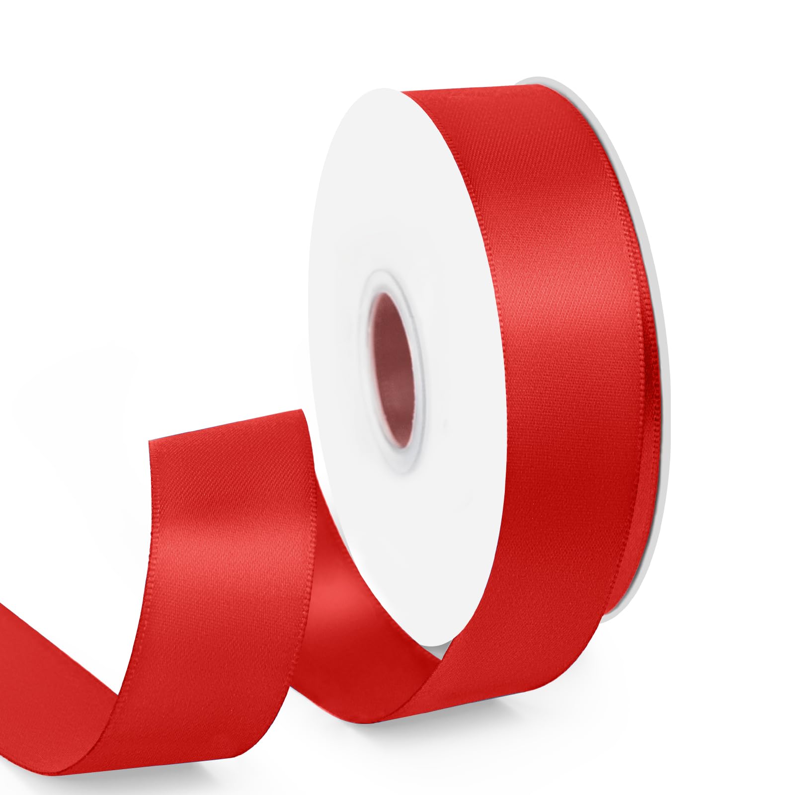 HimBen Double Faced Red Ribbon 25 Yards, 1 inch Red Stain Ribbon for Gift Wrapping, Flower Bouquet, Weddings Party Invitation De