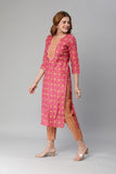 Anni Designer Women'S Cotton Blend Printed Straight Kurta With Pant (Mika Pink-Nwfb08_Xl_Pink_X-Large),Dark Pink,XL,Cotton Blend,Regular,Pants