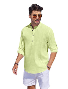 Bellstone Men'S Cotton Blend Solid Regular Fit Kurta (Kurta1500_Single_Light Yellow_M