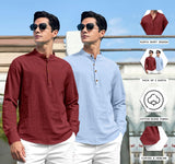 Royalscout Combo Of Men'S Solid Cotton Blend Full Sleeve Straight Kurta Shirt (Pack Of 2) Maroon-Sky Xl