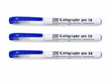 Zig Kuretake Calligraphy Pen Set of 3 Blue Ink (1mm, 2mm, 3mm) | Oblique Tip for Italic, Gothic & Arabic Calligraphy, Hand Lette