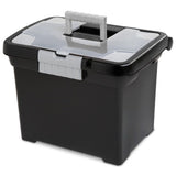 Sterilite Portable File Box, Stackable Storage Bin with Latching Lid and Handle, Plastic Container to Organize Papers in Home, O
