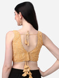 Pujia Mills Women'S Georgette Sipali Sequin Work Sleeveless Blouse (Gold, 38)