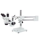 AmScope 3.5X-45X Simul-Focal Trinocular Stereo Zoom Microscope on Dual Arm Boom