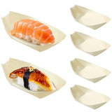 Hemoton 100pcs Disposable Bamboo Sushi Boats, Biodegradable Wooden Boat Serving Tray, 5.5x3.14x1.57 inches, 100 Pieces, for Sush