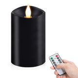 milysoek 1PCS, 3 x 5 inches Flameless Candle with Remote Control, 3D Flickering Wick, Real Wax Pillar LED Candles, Battery Candl