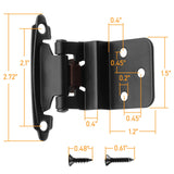 3/8 Inset Cabinet Hinges Black (15 Pairs -30 Pack) Matte Black Self Closing Cupboard Hinges for Kitchen/Bathroom/Furniture Cab