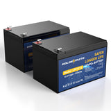 GOLDENMATE 12V 12Ah Lithium LiFePO4 Deep Cycle Battery 2 Pack, 5000+ Cycle Rechargeable Lithium Iron Phosphate Battery for Solar