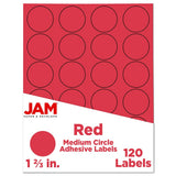 JAM PAPER Circle Label Sticker Seals - 1 2/3 Inch Diameter - Red - 120 Round Labels/Pack
