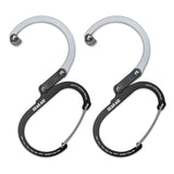 GEAR AID HEROCLIP Carabiner Clip and Hook (Large) for Camping, Backpack, Organization, and Garage, Black and Gray, 2 Pack