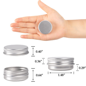 0.5 Oz Screw Top Aluminum Tin Jar With Screw Lid And Blank Labels (Silver - Pack Of 32)
