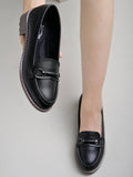 Shoetopia Upper Buckle Detailed Black Loafers For Women & Gilrs-Eu37,Black,4,B0D76VFYH4
