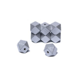 Silver Geometric Wooden Beads 20mm Polygon Wooden Spacer Beads for Garlands Making/Home Farmhouse Wall Decor, 30Pcs (4mm Hole)