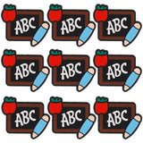SUNNYCLUE 1 Box 10Pcs Silicone Focal Beads Teacher Chalkboard Shaped Bead Bulk 26x30mm Large Double Sided Rubber Cute Pencil Car