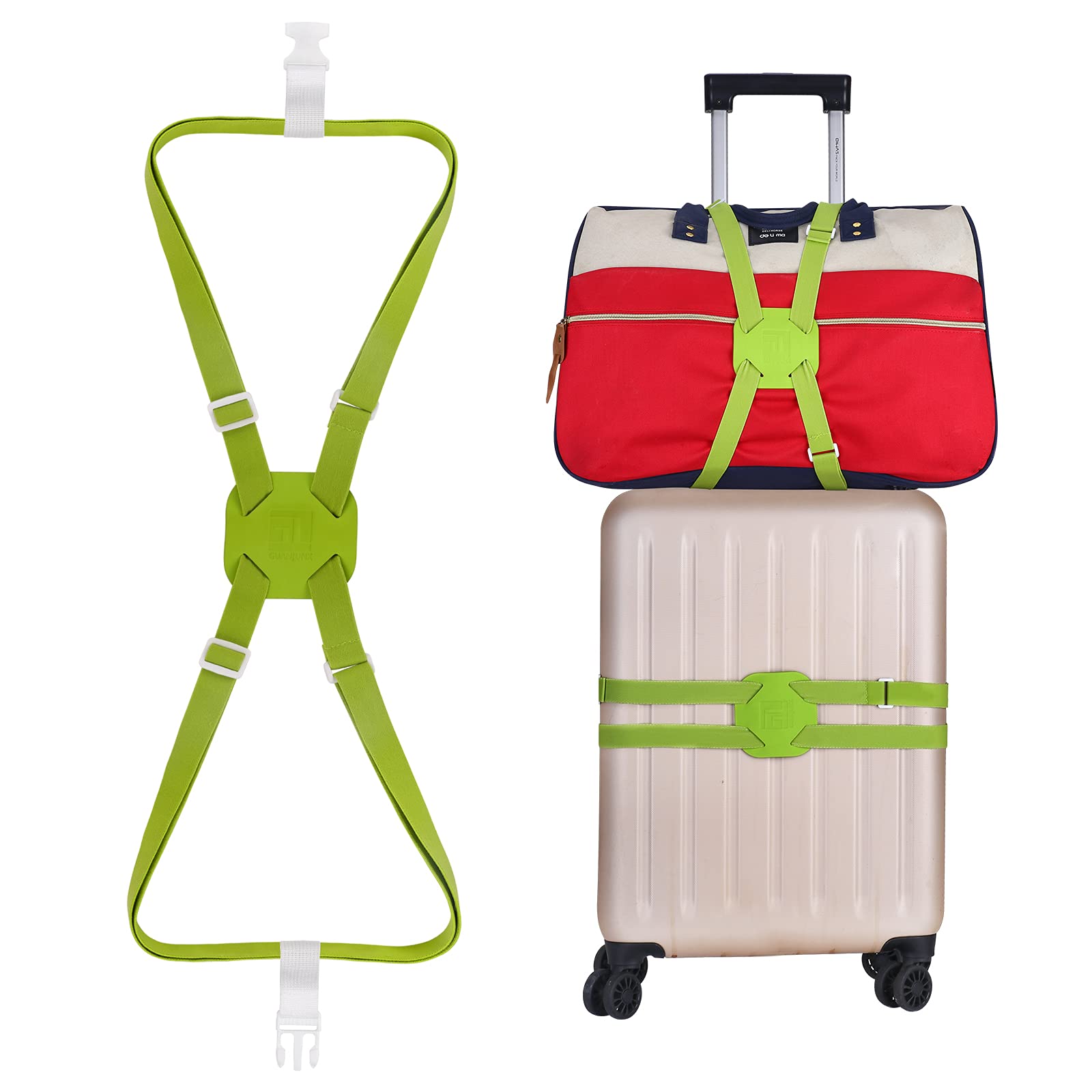VVILL Bag Bungee, Luggage Straps Suitcase Adjustable Belt - Lightweight and Durable Travel Bag Accessories (Long Green Size).