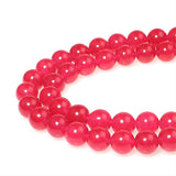 MJDCB Stone Beads 10mm 35pcs Round Light Rose Red Jade Loose Gemstone Bead Charms for Jewelry Making Bracelet Necklace Earring P