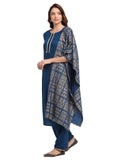 Anni Designer Women'S Rayon Straight Solid Kurta With Palazzos & Dupatta (Sonari Blue_Xl),Blue,XL,Rayon,Straight,Scarf
