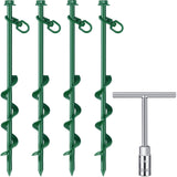 Zhengmy 4 Pcs Ground Anchors Screw in, 12 Inch Heavy Duty Tent Stakes with Trampoline Anchor Hook Ground Stakes for Camping Tent