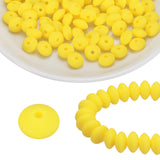 HARFINGTON 100Pcs Silicone Beads 12mm Lentil Rubber Focal Beads Bulk for Pens Keychain Bracelet Necklace DIY Crafts Making, Yell