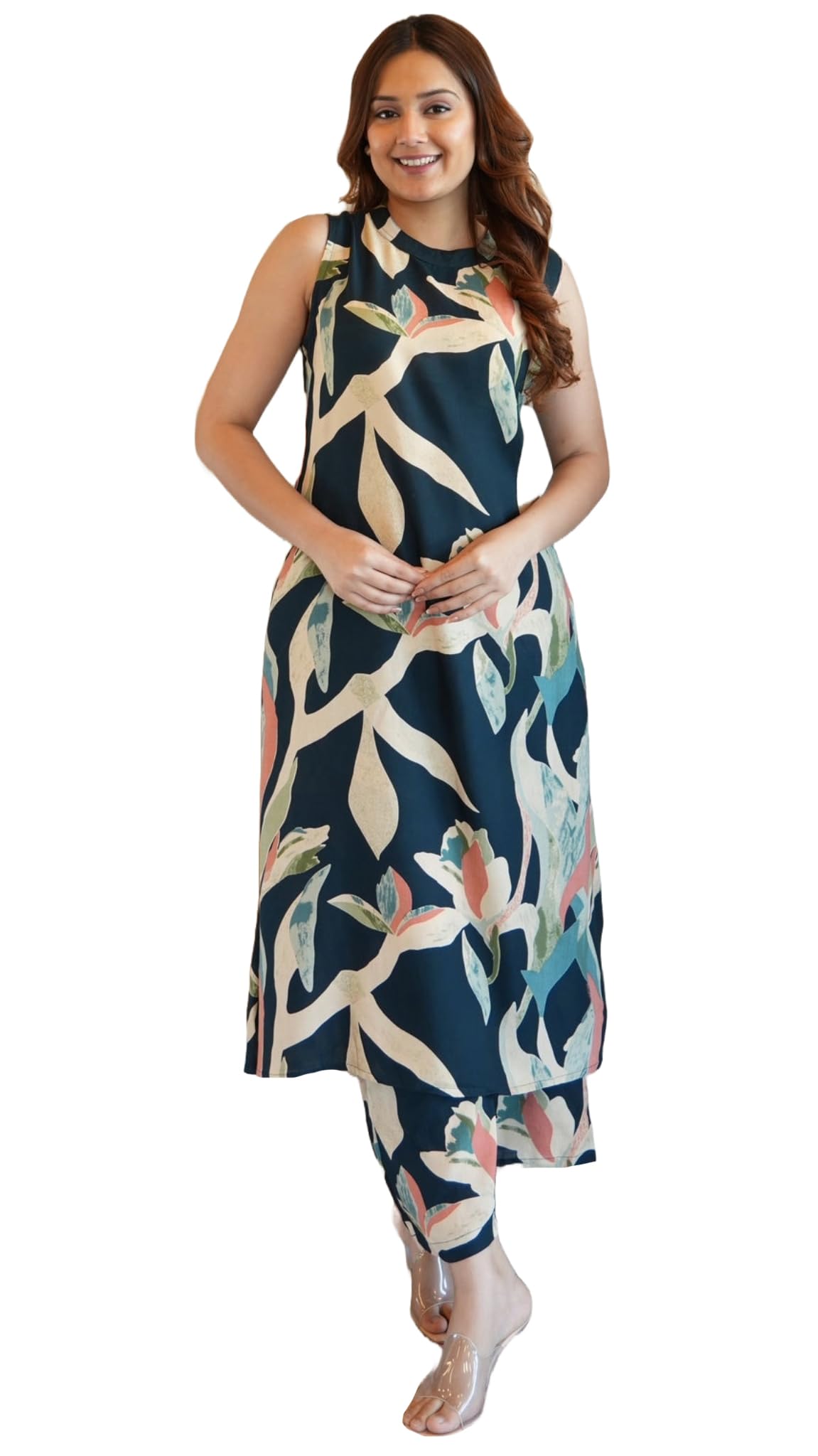 Anni Designer Women'S Rayon Viscose Printed A-Line Kurta With Palazzo (Sadika Green_Xxl_Green_Xx-Large),Green,2XL,,,