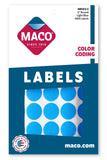 MACO Light Blue Round Color Coding Labels, 3/4 Inches in Diameter, 1000 Per Box (MR12123)
