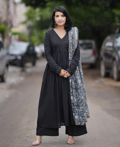 Alvami Women'S Viscose Solid Regular Kurta Set (Mausam_Black_01 Black 2Xl