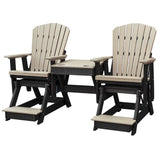 American Furniture Classics Balcony Height Table Double Glider, Weatherwood On Black