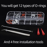 144pcs Rubber O Ring Assortment Kits 12 Sizes Made of Nitrile Rubber NBR Replacement
