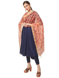 Dupatta Bazaar WomenS Peach Chanderi Dupatta With Multicolour Floral Print