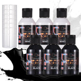 OPHIR Total 22.8OZ Acrylic Pour Paint Set, 3 Black and 3 White Premixed Acrylic Pouring Paint Supplies for Canvas, Rocks, Wood, 