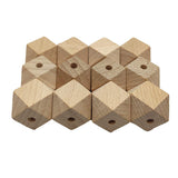 Arakierst 20pcs Faceted Beech Wood Geometric Hexagon Beads 20mm Unfinished Polygon Hexagonal Wooden Beads for Keychain DIY Home 