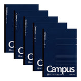 KOKUYO Campus Notebook, Business Type, Dot B 6mm Ruled, SemiB5, 50 Sheets, 37 Lines, Navy Cover, Pack of 5, Japan Import (NO5B