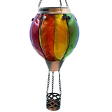 TEYIGARDEN Glass Solar Hot Air Balloon Lantern with Flame Hanging Garden Flickering Light Outdoor Waterproof for Yard Patio Tree