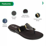 Ortho Joy Fancy Doctor Slippers | Soft And Stylish Chappal For Women | Comfortable Flat Sandals For Women Stylish,Black,4,B09VSZND3T