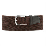 Louis Stitch MenS Brunette Brown Braided Elastic Stretch Belt With Leather Tipped End Stretchable Canvas Waist Band For Men Wom