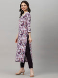 Gosriki Women'S Cotton Blend Straight Printed Kurta With Pant (Southz Purple-Nw-Gs_M_Wine_Medium),Purple,,B0CQHBN1SH