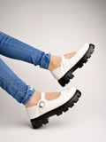 Shoetopia Smart Casual Buckle Detailed White Loafers For Women & Girls /Uk3,White,3,B0CBMPYT4K