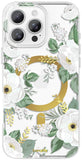 SCORPIFY for iPhone 16 Pro Case [Compatible with MagSafe] with White Rose Floral Design, Cute Clear Flower Magnetic Phone Cover 