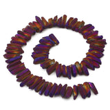 BEADIA Purple Titanium Coated Crystal Quartz Spike Point Stick Beads Rough 0.8-1.2 for Jewelry Making 15 Inch/Strand
