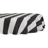 Dii Cabana Stripe Outdoor Tabletop Collection, Stain/Wrinkle Resistant & Waterproof, 60 Round, Tablecloth, Black