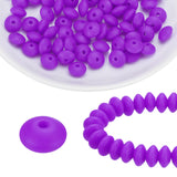HARFINGTON 100Pcs Silicone Beads 12mm Lentil Rubber Focal Beads Bulk for Pens Keychain Bracelet Necklace DIY Crafts Making, Purp