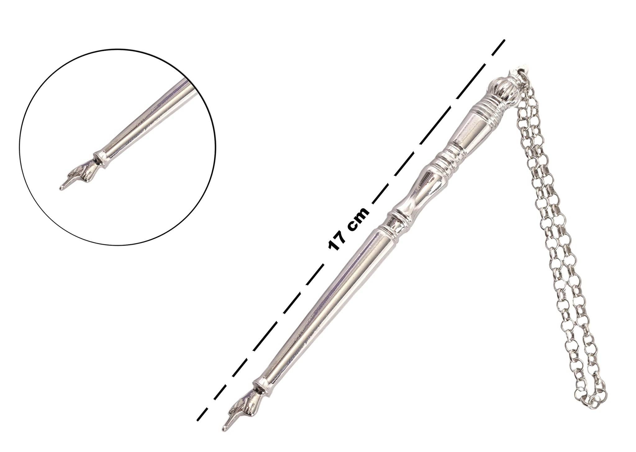 Torah Book Pointer Yad Hand Pointer Silver Finish Great bar bat Mitzvah Gift with a 20cm Bead Charm (17 cm Silver in Gift Box)