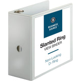 Business Source 28445 DRing Binder, w/ Pockets, 5Inch Capacity, White