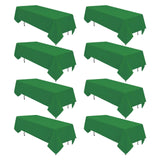 8 Pack Green Table Cloth 60 x 126 Inch Polyester Tablecloth for 8 Foot Rectangle Tables, Wrinkle Resistant Washable Decorative F