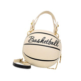 Merishopp Pu Shoulder Bag Purse Basketball Shaped Crossbody Bag For Cosmetics Shopping White