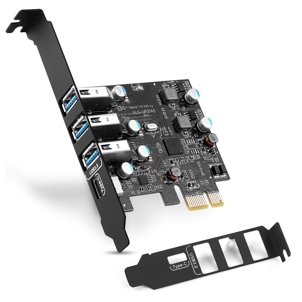 Yeeliya PCIe USB Card 4-Ports(1x USB-C - 3X USB-A) USB 3.0 Expansion Card PC Internal USB hub for Windows 10/8/7 and MacPro 4.1/