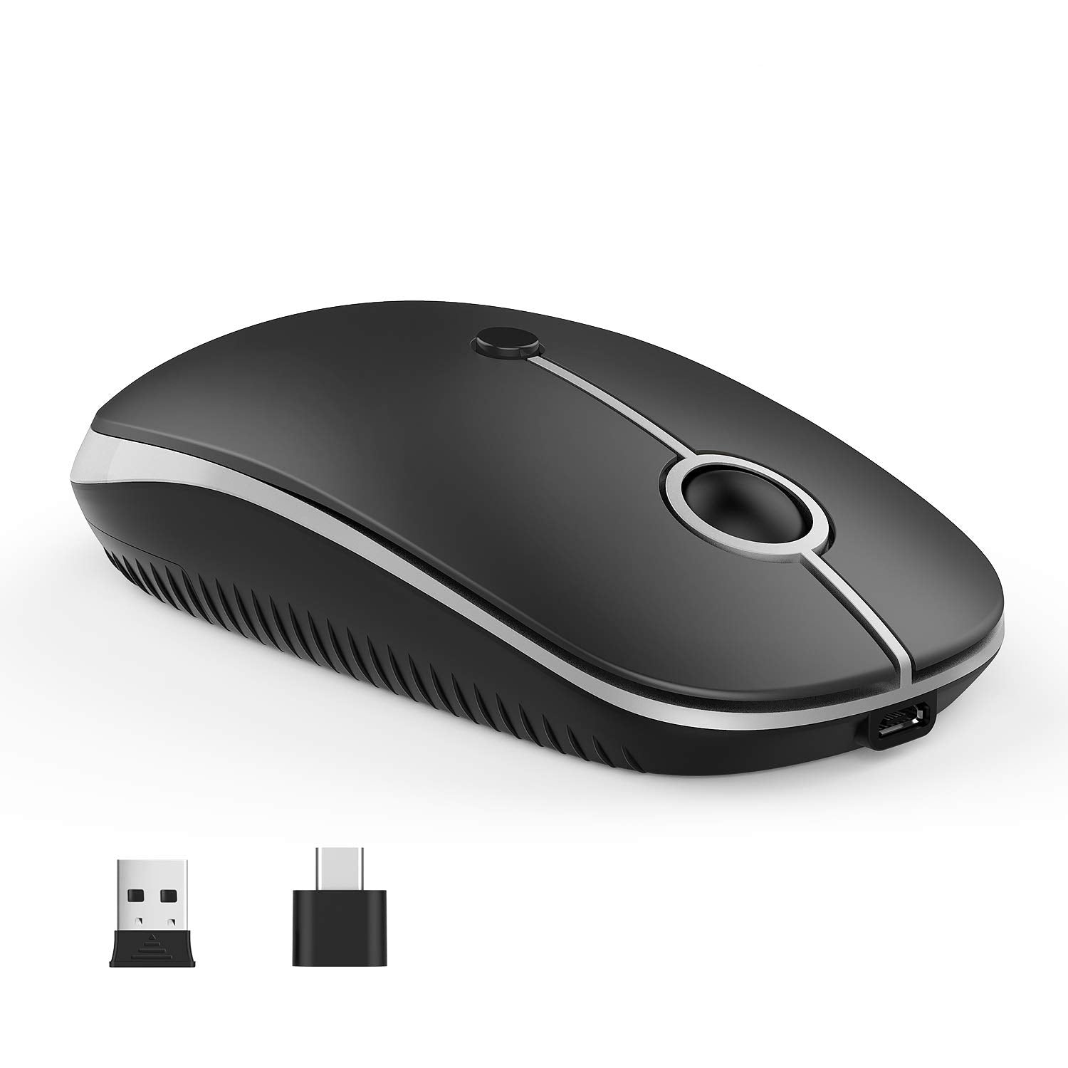 Type C Wireless Mouse,Vssoplor USB C MacBook Wireless Mouse Dual Mode 2.4G Cordless Mice with Nano USB and Type C Receiver Compa
